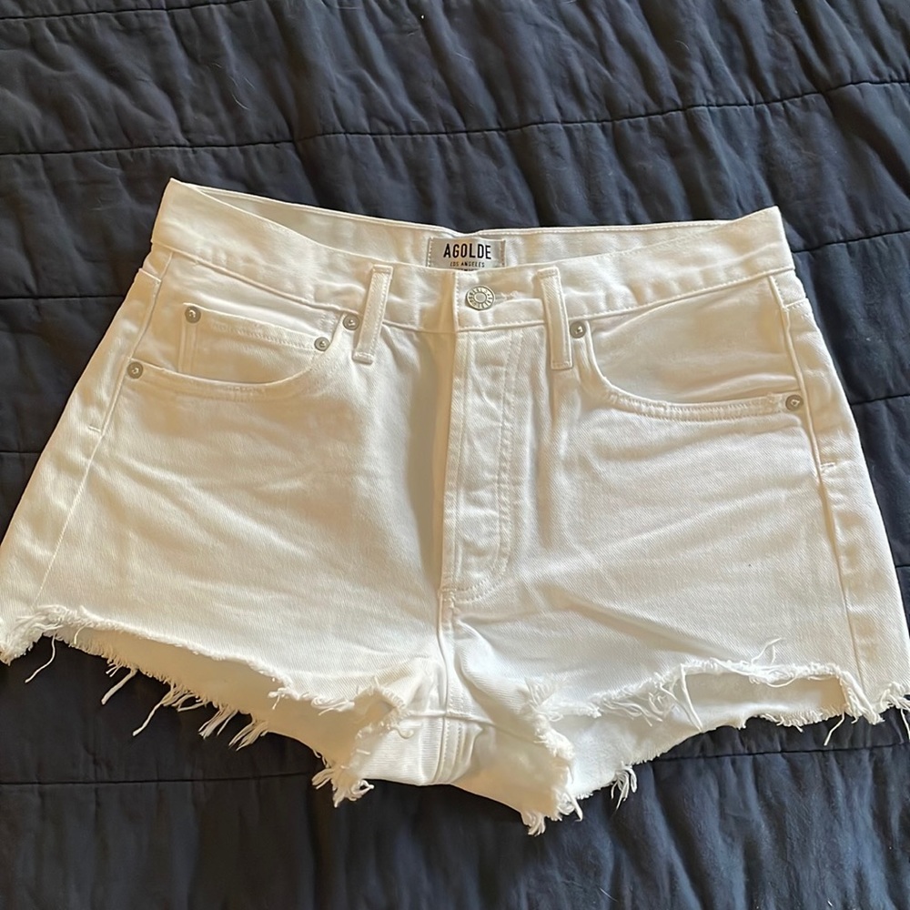 Agolde Parker White Denim Shorts